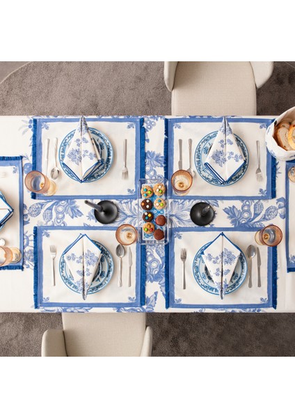 Elysian Blue, Premium Seri Duck Keten Amerikan Servis, 6'lı