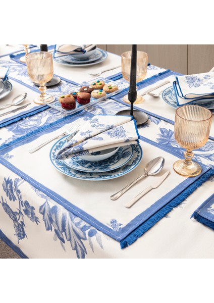 Elysian Blue, Premium Seri Duck Keten Amerikan Servis, 6'lı