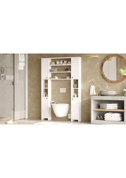 Bahez Çok Amaçlı Tuvalet Banyo Dolabı Kapaklı Raflı Beyaz Bah1-W modelleri
