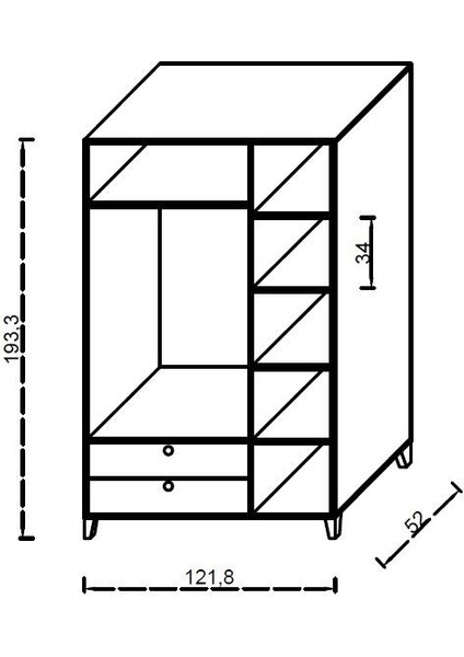 Kuzeylife 4 Kapaklı 6 Raflı Ekstra Derin Gardrop-52 cm Derinlik indirimleri
