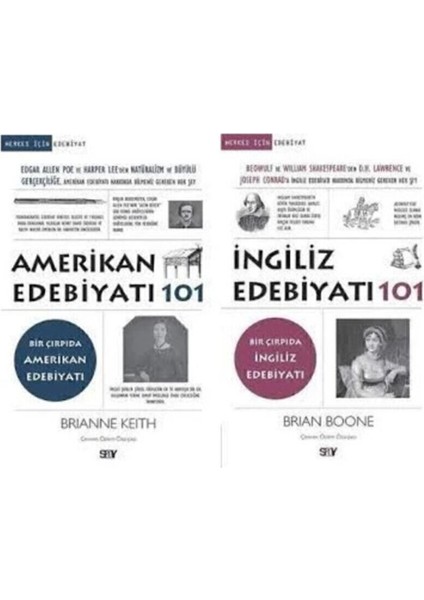 101 Serisi Edebiyat 2 Kitap Set / Amerikan Edebiyatı 101 - Ingiliz Edebiyatı 101