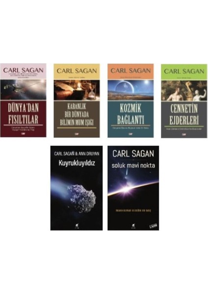 Carl Sagan Set 6 Kitap-Dünyadan Fısıltılar-Karanlık Bir Dünyada Bilimin-Kozmik Bağlantı + 3 Kitap