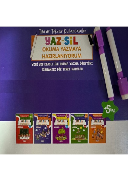 Yeni Ses Esaslı Ilk Okuma Yazma Öğretim Seti (Tamamıyaz Sil Sayfalar) 5 Kitap