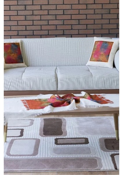 Fuşya Geometrik Desenli El Yapımı Masa Örtüsü Seti, RUNNER(50X150 Cm),2 Adet Yastık KILIFI(45X45 Cm), Masa ÖRTÜSÜ(150X150 Cm) indirimleri