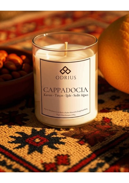 CAPPADOCIA Kokulu Mum – Tarçın & Iğde – Sıcak ve Dengeli Koku – El Yapımı Kalıcı Mum – Soya & Hindistan Cevizi Bazlı ve Rafine Mineral ile Zenginleştirilmiş Özgün Mum Karışımı – 150 g - ODRIUS fiyatları