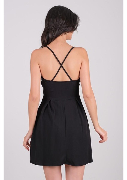 Cavazos Ince Askılı V Yaka Kısa Abiye Elbise Siyah fiyatları