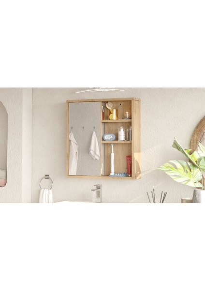 Marble Aynalı Lavabo Üstü Banyo Dolabı Raflı Kapaklı 60CM Sepet Mar1-S modelleri