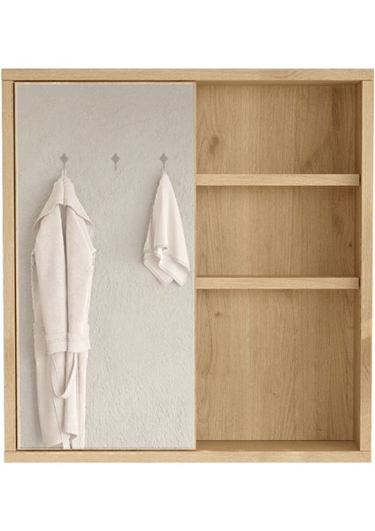 Marble Aynalı Lavabo Üstü Banyo Dolabı Raflı Kapaklı 60CM Sepet Mar1-S fırsatları