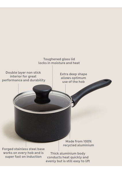 16 cm Yapışmaz Kapaklı Sos Tenceresi fırsatları