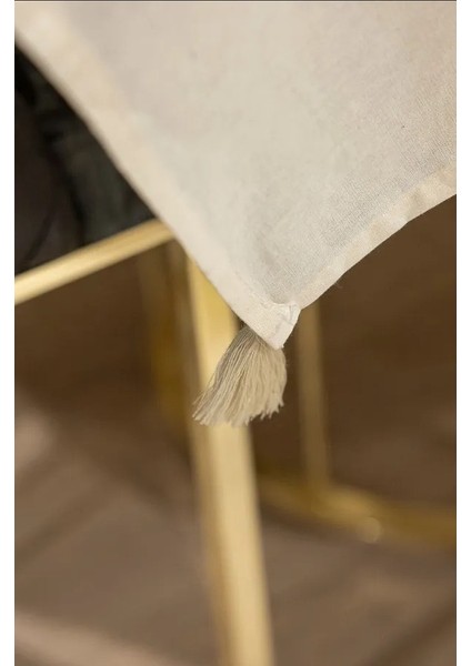 El Baskılı Doğal Pamuk Keten Dikdörtgen Masa Örtüsü (160X200 Cm) Şık Zarif ve Renklitasarım