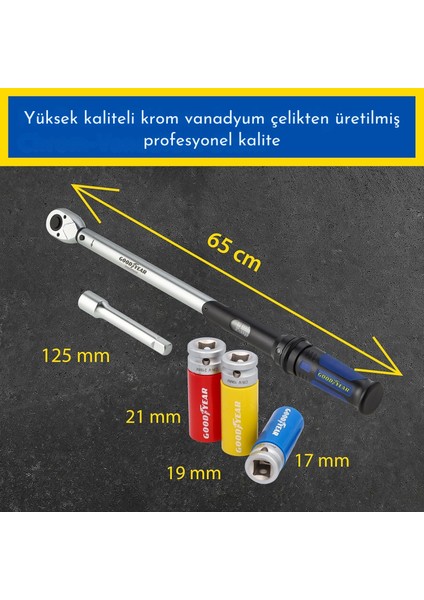 6 Parça Tekerlek Değiştirme Seti, Tork Anahtarı, Cırcır Kolu, Lokma Anahtar ve Uzatma Ucu ile fırsatları