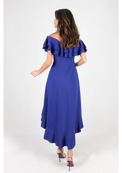 Harden Volanlı Uzun Abiye Elbise Saks fiyatları