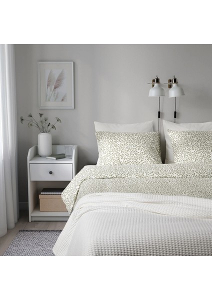 Sorgmantel Nevresim Seti Beyaz Yeşil 150 x 200 - 50 x 60 cm Makinede Yıkanabilir fiyatları