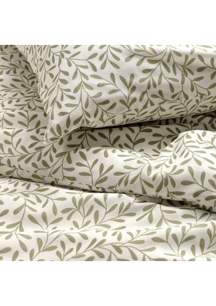 Sorgmantel Nevresim Seti Beyaz Yeşil 150 x 200 - 50 x 60 cm Makinede Yıkanabilir indirimleri