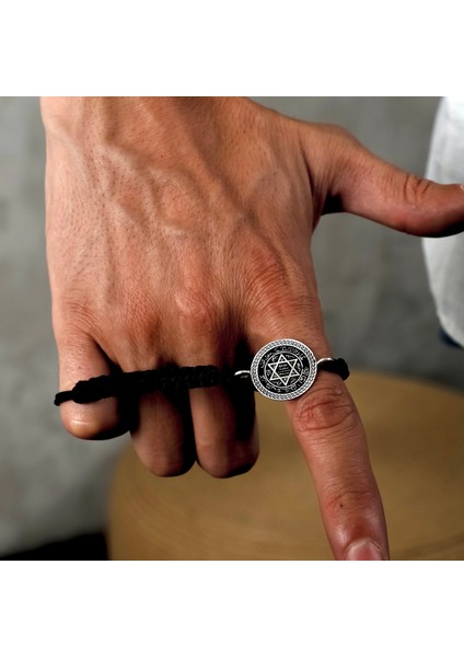 Gümüş Mührü Süleyman Bileklik 925 Ayar Gümüş Süleyman Peygamber Mühürlü Ip Örgü Unisex Bileklik modelleri