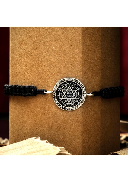 Gümüş Mührü Süleyman Bileklik 925 Ayar Gümüş Süleyman Peygamber Mühürlü Ip Örgü Unisex Bileklik fırsatları