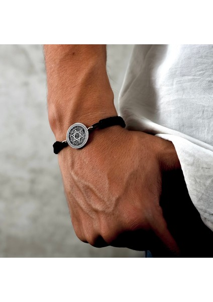 Gümüş Mührü Süleyman Bileklik 925 Ayar Gümüş Süleyman Peygamber Mühürlü Ip Örgü Unisex Bileklik indirimleri