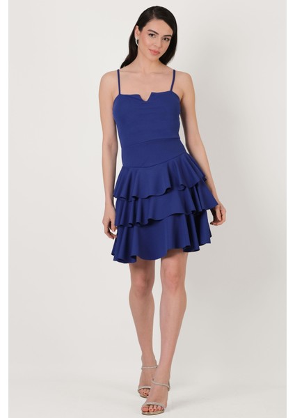 Concesso Askılı Kare Yaka Kat Kat Etek Kısa Abiye Elbise Saks fiyatları