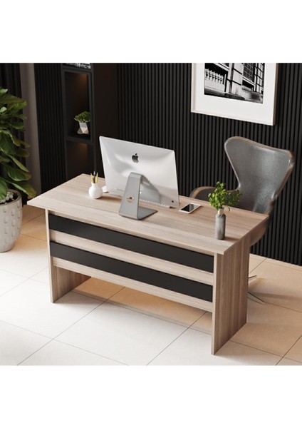 Bega A 140CM Ofis Çalışma Masası 3 Renk Meşe Siyah Beg1-Ob