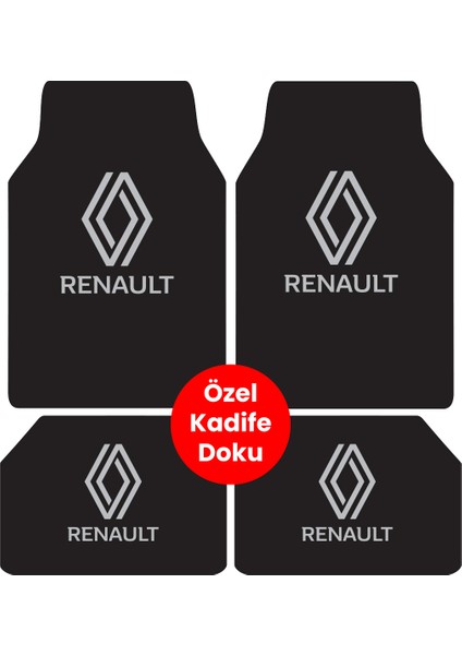 Yıkanabilir Üst Sınıf Kumaş ve Taban Kalın Pvc Yeni Renault Oto Paspas Seti 3,4kg Kalınlık 0,5cm