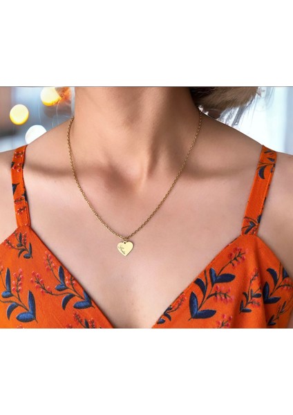 14 Ayar Plakalı Altın Seda Ismine Özel Zincirli Kalp Figürlü Hediyelik KOLYE-481ISIM