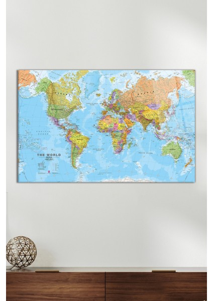 Dünya Politik Haritası Cam Tablo, Modern Ev Ofis Dekoru, Hediyelik Duvar Dekorasyonu, Kırılmaz Cam