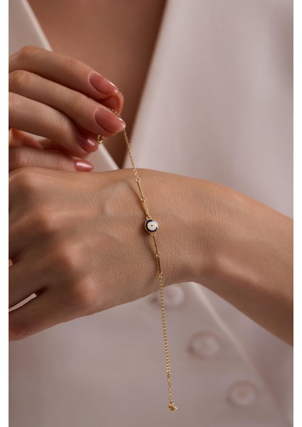 14 Ayar Çift Taraflı Nazar Bileklik (Lacivert-Turkuaz) modelleri