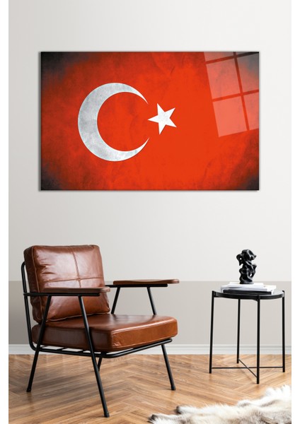 Eskitme Türk Bayrağı Cam Tablo, Modern Ev ve Ofis Dekoru, Hediyelik Duvar Dekorasyonu, Kırılmaz Cam fiyatları