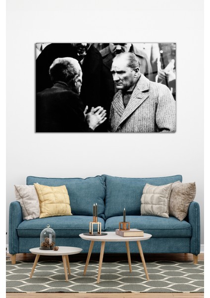Siyah Beyaz Atatürk Cam Tablo, Modern Ev ve Ofis Dekoru, Hediyelik Duvar Dekorasyonu, Kırılmaz Cam modelleri