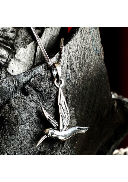 Gümüş Sinek Kuşu Kolye 925 Ayar Gümüş Sinek Kuşu Figürlü Unisex Kolye Kuş Kolye