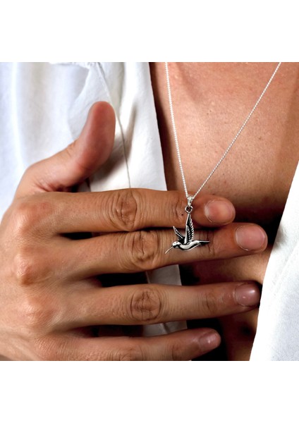 Gümüş Sinek Kuşu Kolye 925 Ayar Gümüş Sinek Kuşu Figürlü Unisex Kolye Kuş Kolye fiyatları