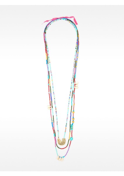 Çok Renkli Boncuklu Kolye Seti