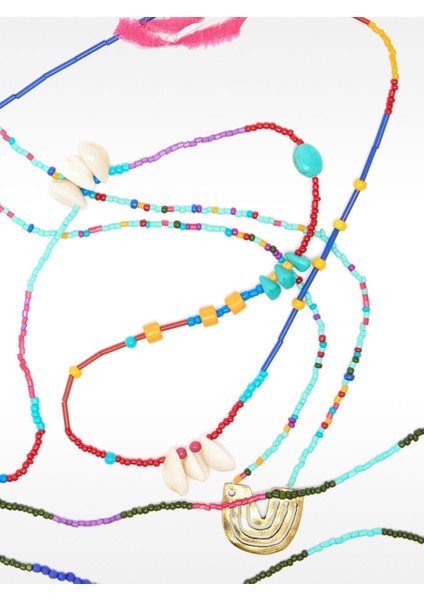 Çok Renkli Boncuklu Kolye Seti fiyatları