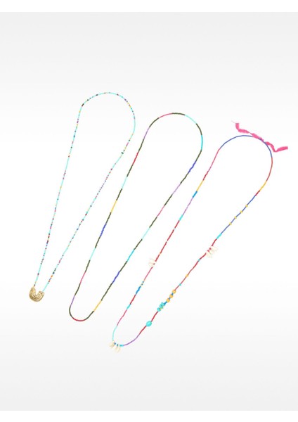 Çok Renkli Boncuklu Kolye Seti modelleri