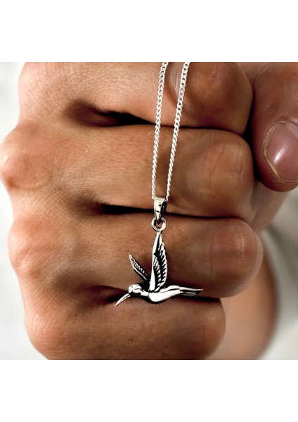 Gümüş Sinek Kuşu Kolye 925 Ayar Gümüş Sinek Kuşu Figürlü Unisex Kolye Kuş Kolye fırsatları