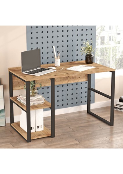 El8 Elanor 120CM Metal Çalışma Masası Kitaplıklı Ela8-A