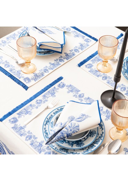 Azure Blue, Duck Keten Amerikan Servis, 6 Kişilik, 6'lı Amerikan Servis 40X50 fırsatları