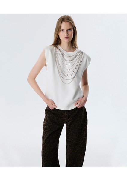 Görsel Baskılı Vatkalı T-Shırt TW6250070098018