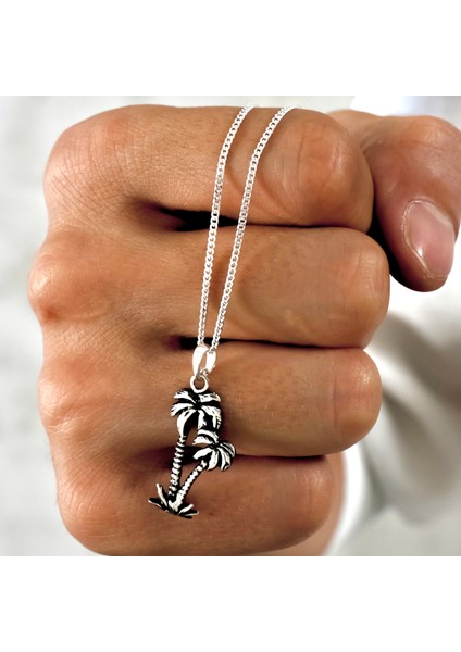 Gümüş Palmiye Ağacı Kolye 925 Ayar Gümüş Palmiye Ağacı Figürlü Unisex Kolye indirimleri