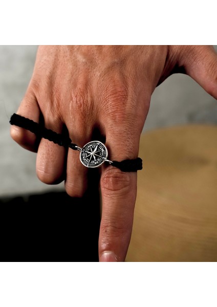 Gümüş Pusula Bileklik 925 Ayar Gümüş Pusula Figürlü Ip Örgü Unisex Bileklik modelleri