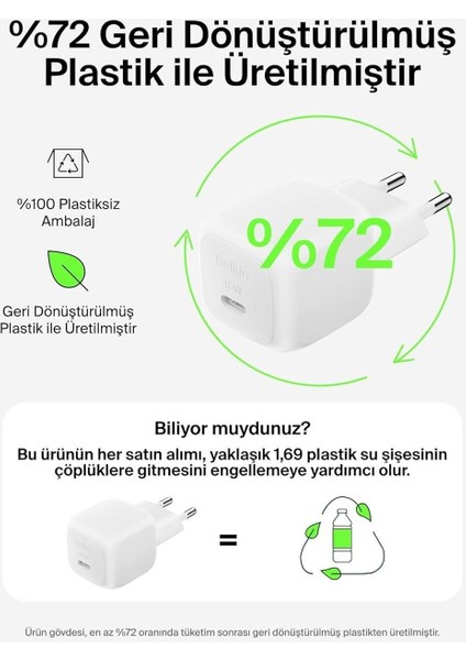 Kompakt 45 W Usb-C Güç Iletimli Hızlı Şarj Aleti, Beyaz fiyatları