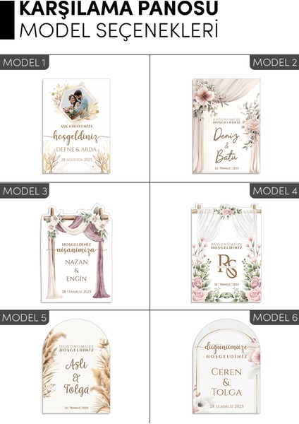 Kişiye Özel Düğün Karşılama Panosu 50X70 cm Dekota Pano | Model Seçenekli fırsatları