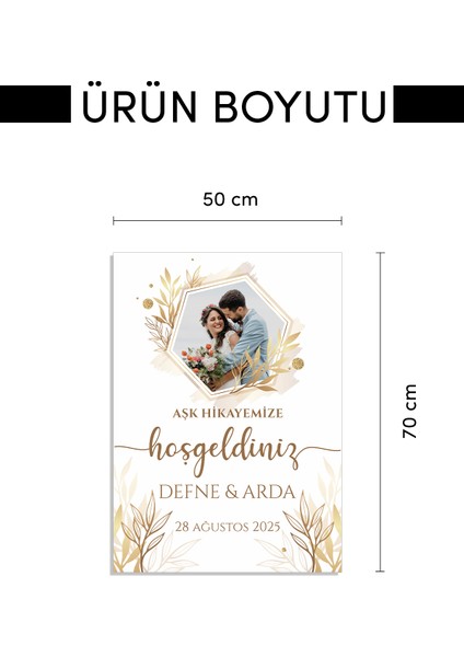 Kişiye Özel Düğün Karşılama Panosu 50X70 cm Dekota Pano | Model Seçenekli indirimleri