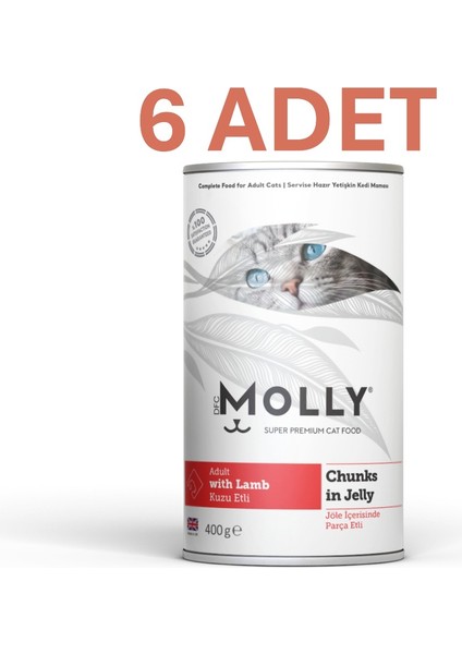 Jöle Içinde Parça Kuzu Etli Yetişkin Kedi Konservesi 6*400GR(6 Adet)