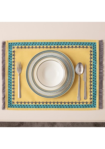 Safran Luxe, Duck Keten 6'lı Amerikan Servis, Supla, Kaymaz 40X50CM