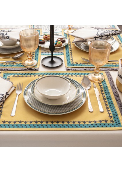 Safran Luxe, Duck Keten 6'lı Amerikan Servis, Supla, Kaymaz 40X50CM indirimleri