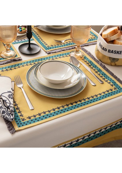 Safran Luxe, Duck Keten 6'lı Amerikan Servis, Supla, Kaymaz 40X50CM