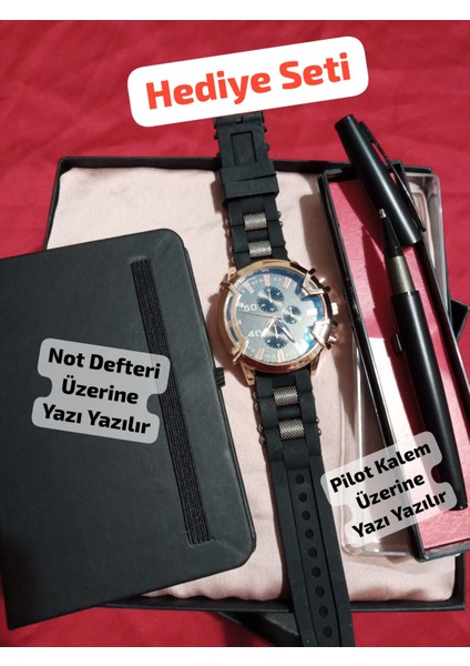 Öğretmen Avukat Doktorlara Hediyelik Özel Kutusunda Kombin Erkek Saat Seti-( 3 Parça'lı ) - 6046