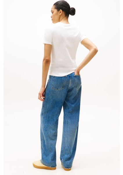 Kadın Grafik Baskılı Bisiklet Yaka T-Shirt - Ekru modelleri