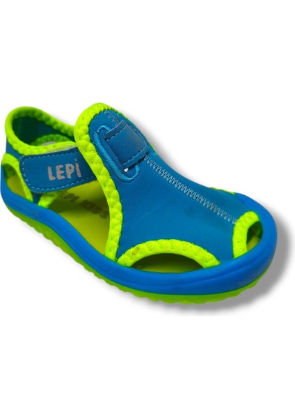Lepi 3030-20 Cırtlı Bez Erkek Çocuk Sandalet Mavi Yeşil 18-20
